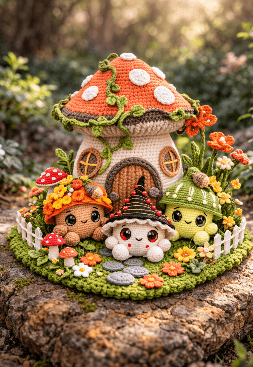 Mulher segurando amigurumis de animais